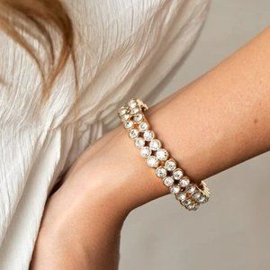 Bracelet, Gold, Rhinestones